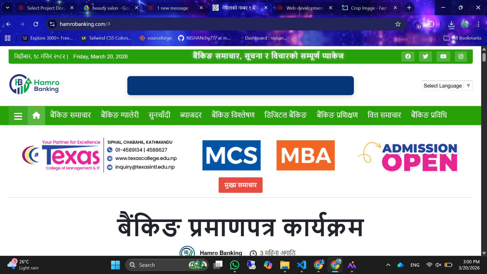 Hamro banking Website